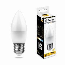 ЛАМПА СВЕТОДИОДНАЯ E27 7W 2700К 560Lm С37 СВЕЧА 37х100мм LB-97 25758 feron