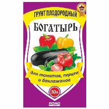 ГРУНТ ПЛОДОРОДНЫЙ БОГАТЫРЬ ДЛЯ ТОМАТОВ,ПЕРЦА,БАКЛАЖАНОВ 10 Л лама торф
