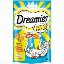 ЛАКОМСТВА ДЛЯ КОШЕК dreamies ПОДУШЕЧКИ С ЛОСОСЕМ И СЫРОМ 60 Г