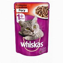 КОРМ ДЛЯ КОШЕК whiskas РАГУ С ГОВЯДИНОЙ И ЯГНЕНКОМ 75 Г