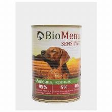 КОРМ ДЛЯ СОБАК biomenu SENSETIVE ИНДЕЙКА КРОЛИК 410 Г