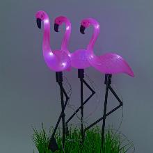 СВЕТИЛЬНИК САДОВЫЙ НА СОЛНЕЧНОЙ БАТАРЕЕ ФЛАМИНГО 3 ШТ uniel UL-00012698
